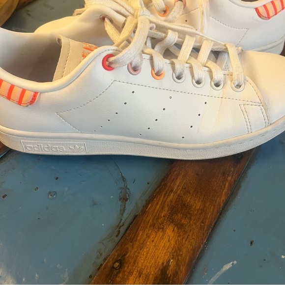 Adidas Stan Smith Sneakers White Clear Pink Solar Red Size 8.5 - Picture 5 of 8